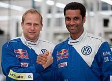 Timo Gottschalk und Nasser Al-Attiyah. Foto: Auto-Reporter/Volkswagen